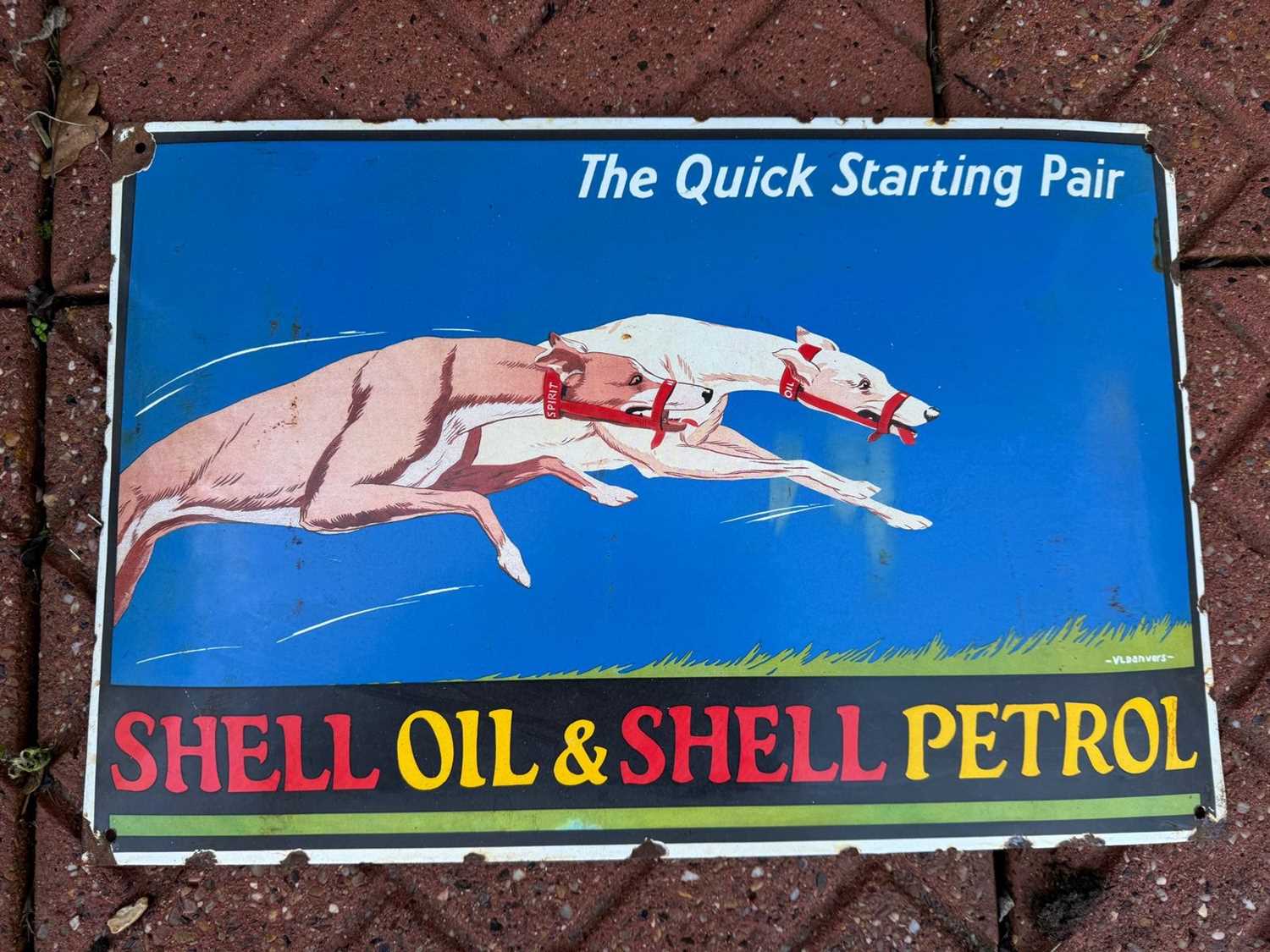 Lot 365 - SHELL OIL GREYHOUND ENAMEL SIGN