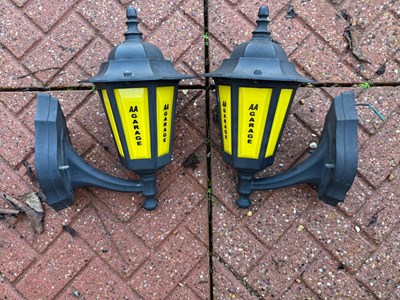Lot 381 - ANTIQUE STYLE PAIR OF SMALL AA GARAGE LAMPS