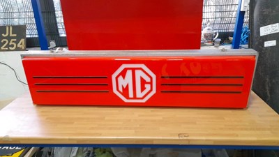 Lot 97 - MG MG ILLUMINATED , DOUBLE SIDED DEALER SIGN 48" X 12" X 7"
