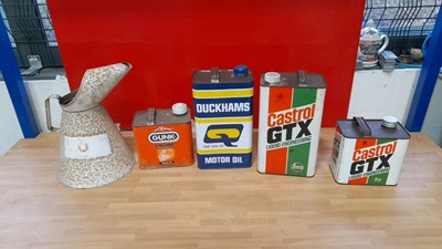 Lot 819 - MOBIL 1 OIL JUG & OLD OIL CANS