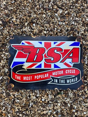 Lot 421 - BSA MOTOR CYCLE ENAMEL SIGN 15" X 11"