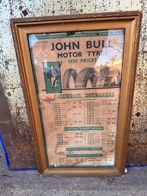 Lot 549 - FRAMED JOHN BULL TYRES POSTER 20" X 12"