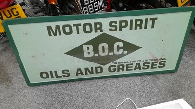 Lot 791 - LARGE ENAMEL B.O.C MOTOR SPIRIT OIL ENAMEL SIGN 64" x 28.5"
