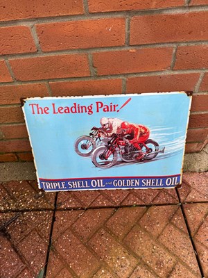 Lot 721 - THE LEADING PAIR SHELL ENAMEL SIGN 20.5" X 14"