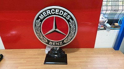 Lot 197 - CAST MERCEDES SHOWROOM DESK SIGN 20" X 15"