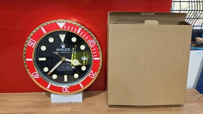 Lot 349 - ROLEX STYLE WALL CLOCK 13"