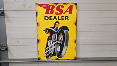 Lot 776 - PAINTED BSA DEALER SIGN ON CANVAS 39" X 27"