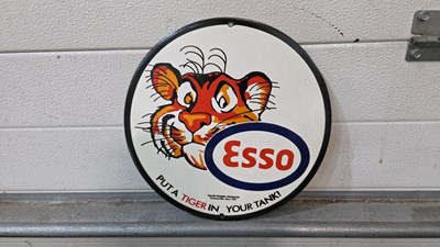 Lot 46 - ESSO PUT A TIGER IN YOUR TANK ENAMEL SIGN 12" DIA