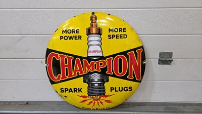 Lot 155 - CHAMPION SPARK PLUGS ENAMEL SIGN 20" DIA
