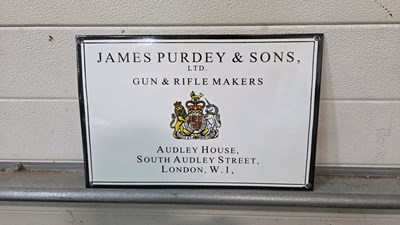 Lot 187 - JAMES PURDEY & SONS ENAMEL SIGN 15" X 10"