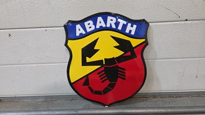 Lot 407 - ABARTH SHIELD ENAMEL SIGN 12" x 10"