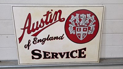 Lot 103 - WOODEN HAND PAINTED AUSTIN SERVICE SIGN 28" X 20"