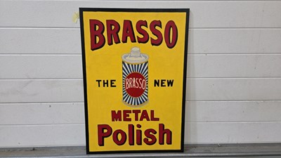 Lot 635 - WOODEN HAND PAINTED BRASSO METAL POLISH 28" X 20"