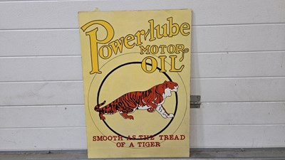 Lot 247 - WOODEN HAND PAINTED POWER LUBE SIGN 28" X 20"