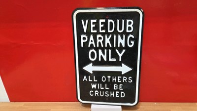 Lot 743 - VEEDUB PARKING ENAMEL SIGN 18" X 12"