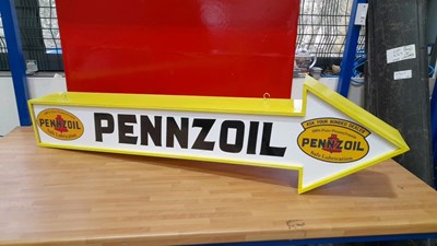 Lot 419 - PENNZOIL LUBRICATION WOODEN ARROW 48" LONG