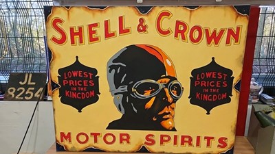 Lot 677 - SHELL & CROWN MOTOR SPIRITS HAND PAINTED ON CANVAS 40" X 32"