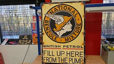 Lot 879 - NATIONAL BENZOLE MIXTURE FILL UP FROM THE PUMP HAND PAINTED ON CANVAS 39" X 28"