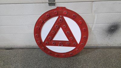 Lot 583 - LARGE RED WARNING TRIANGLE SIGN 24" DIA