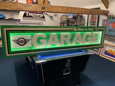 Lot 41 - LARGE ILLUMINATED MATHEWSONS GARAGE SIGN 84" X 20"