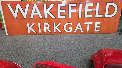 Lot 483 - LARGE WAKEFIELD KIRKGATE ENAMEL SIGN 103" X 31"