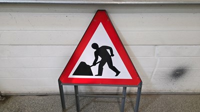 Lot 869 - MEN AT WORK / ROADWORKS SIGN 38" X 28"