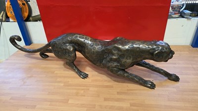 Lot 175 - JAGUAR SPORTING CAT ORNAMENT BRONZE FINISH