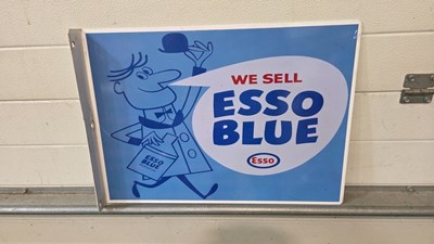 Lot 655 - WE SELL ESSO BLUE , DOUBLE SIDED HANGING SIGN 23" X 16"