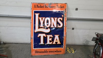 Lot 33 - LYONS' TEA ENAMEL SIGN 59" X 39"
