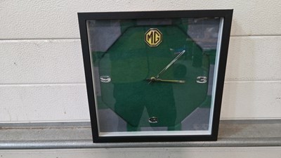 Lot 805 - MG WALL CLOCK 13" X 13"