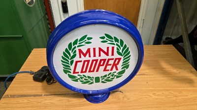 Lot 729 - MINI COOPER DOUBLE SIDED , LIGHT UP SIGN 18" X 17"
