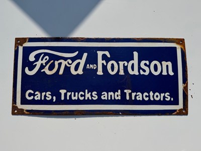 Lot 65 - FORD AND FORDSON ENAMEL SIGN 16" X 7"