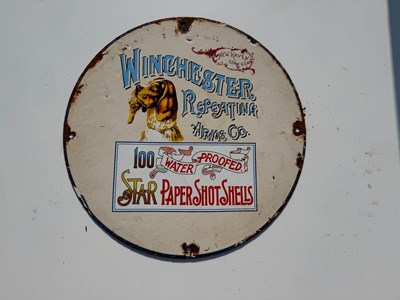 Lot 101 - WINCHESTER ARMS CO ENAMEL 12" DIA