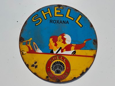 Lot 133 - SHELL ROXANA ENAMEL SIGN 12" DIA