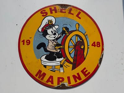 Lot 135 - SHELL MARINE 1948 ENAMEL SIGN 12" DIA