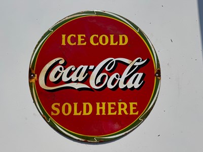 Lot 171 - ICE COLD COCA COLA SOLD HERE ENAMEL SIGN 12" DIA