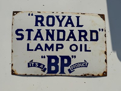 Lot 209 - BP ROYAL STANDARD LAMP OIL ENAMEL SIGN 14" X 9.5"