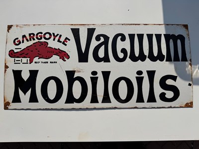 Lot 223 - VACUUM MOBIL OILS ENAMEL SIGN 24" X 11"