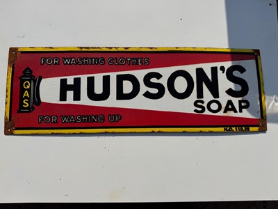 Lot 233 - HUDSON'S SOAP ENAMEL SIGN 24" X 8"