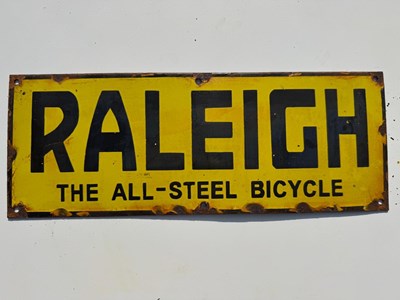 Lot 433 - RALEIGH BICYCLE ENAMEL SIGN 16" X 6"