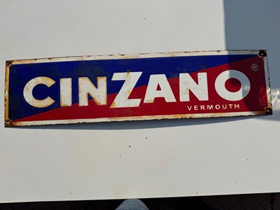 Lot 491 - CINZANO VERMOUTH ENAMEL SIGN 24" X 6"