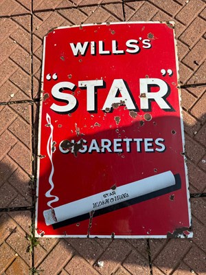 Lot 577 - WILL'S STAR CIGARETTES ENAMEL SIGN 36" X 24"