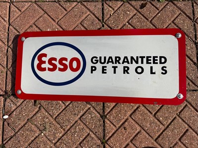 Lot 675 - ESSO GUARANTEED PETROL SIGN 28" X 12"