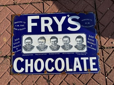 Lot 851 - FRY'S CHOCOLATE ENAMEL SIGN 27.5" X 20"