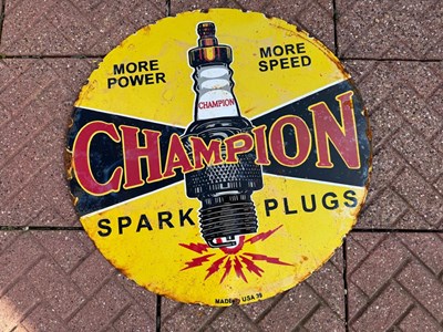 Lot 871 - CHAMPION SPARK PLUGS ENAMEL SIGN 30" DIA