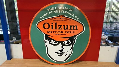 Lot 469 - OILIZUM MOTOR OIL ENAMEL SIGN 30" DIA