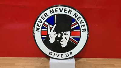 Lot 485 - CHURCHILL ENAMEL SIGN 12" DIA