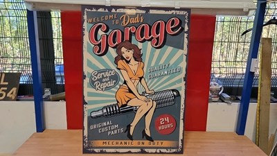 Lot 199 - RETRO DAD'S GARAGE PERSPEX SIGN 33" x 24"