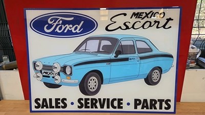 Lot 205 - FORD ESCORT MEXICO GARAGE ACRYLIC SIGN 33" X 24"