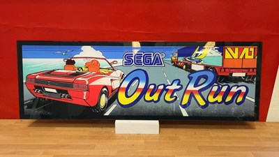 Lot 243 - 1980'S OUTRUN VIDEO GAME ARCADE ACRYLIC SIGN 32" X 11"